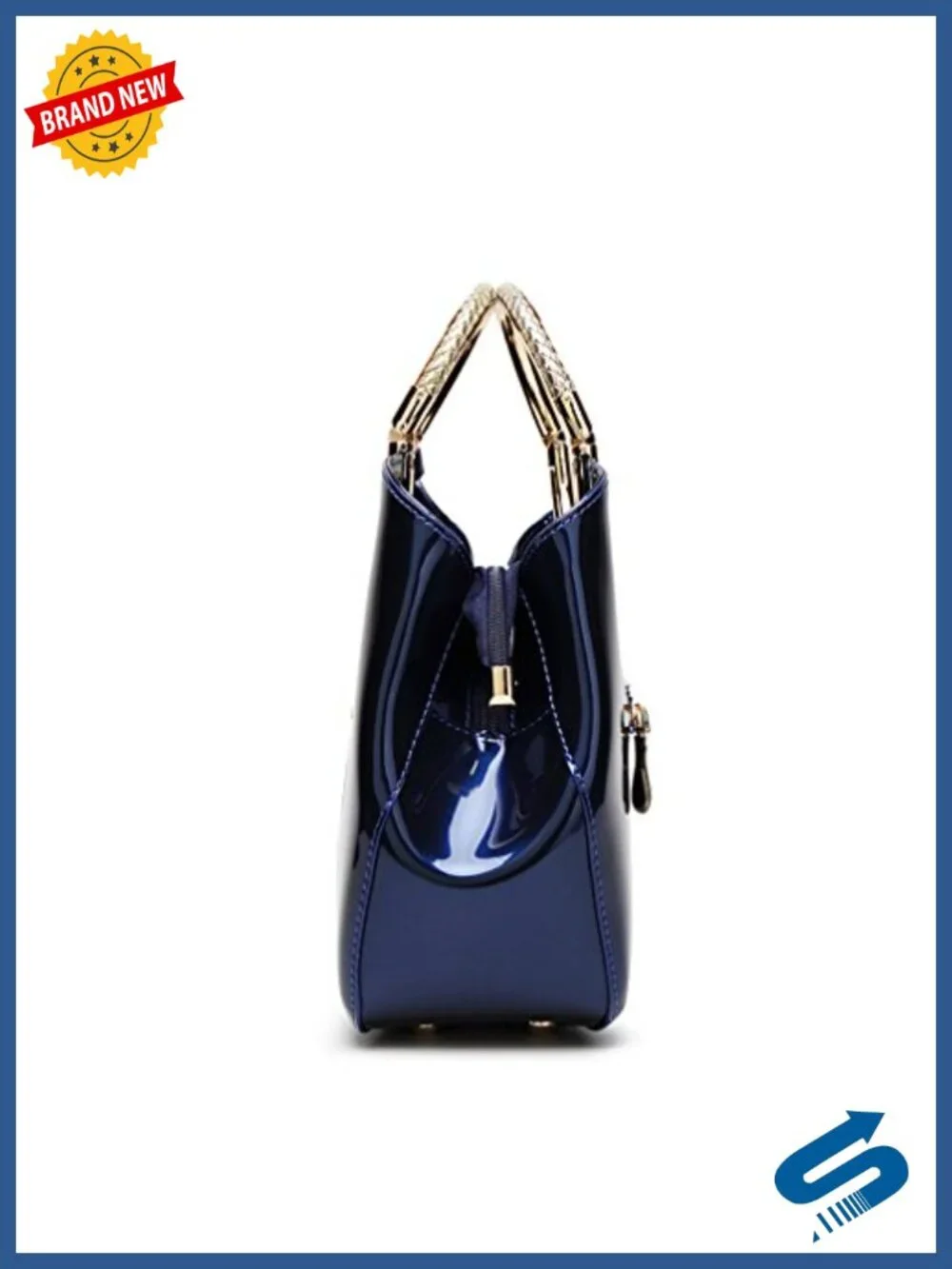 PU Patent Leather Satchel Handbag with Removable Strap